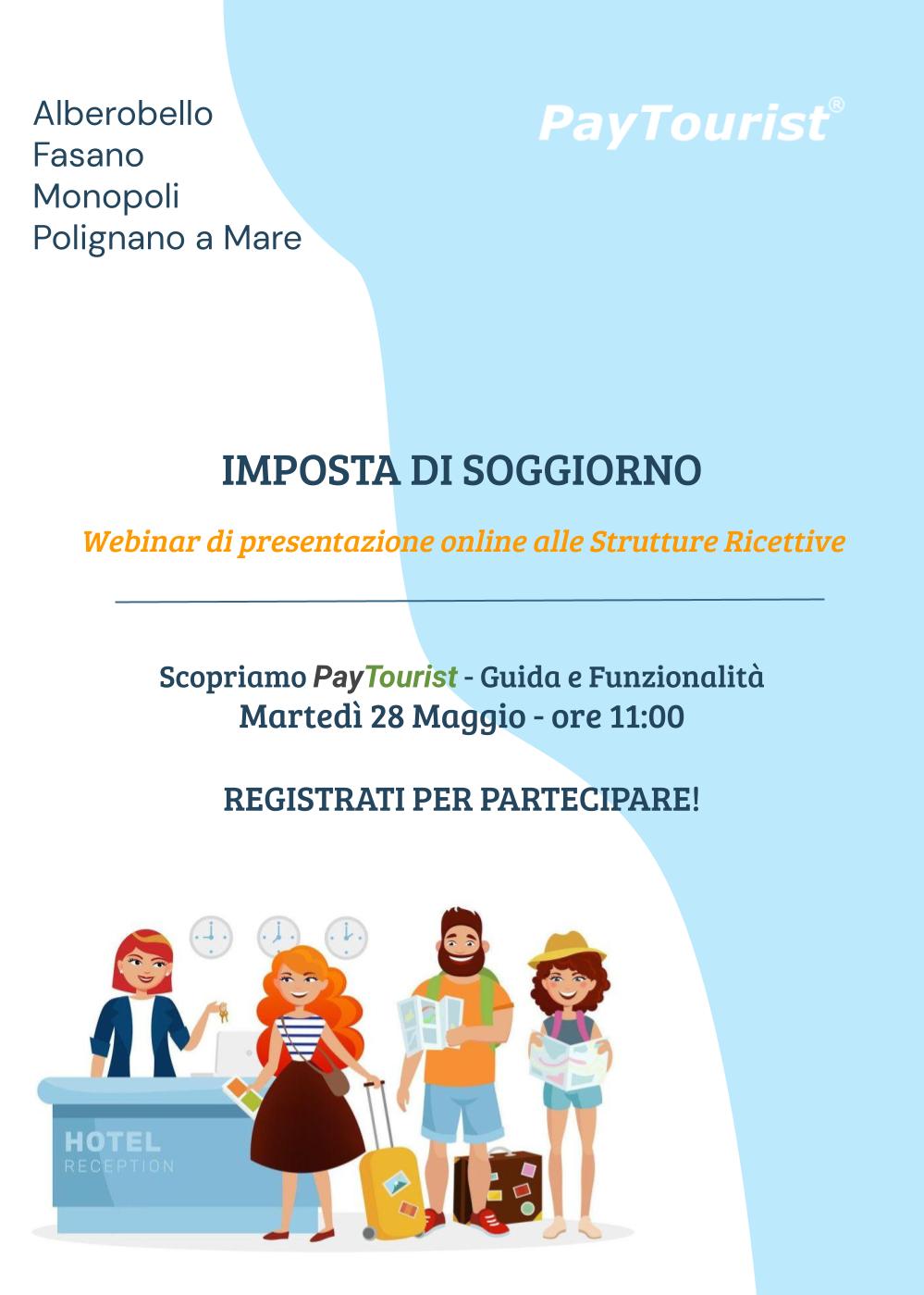 Fasano, PayTourist e Imposta di Soggiorno: ecco un webinar formativo per le strutture ricettive