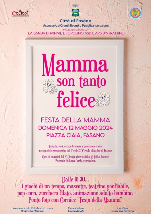 Fasano, “Mamma son tanto felice”: la festa tra poesia, foto e animazione