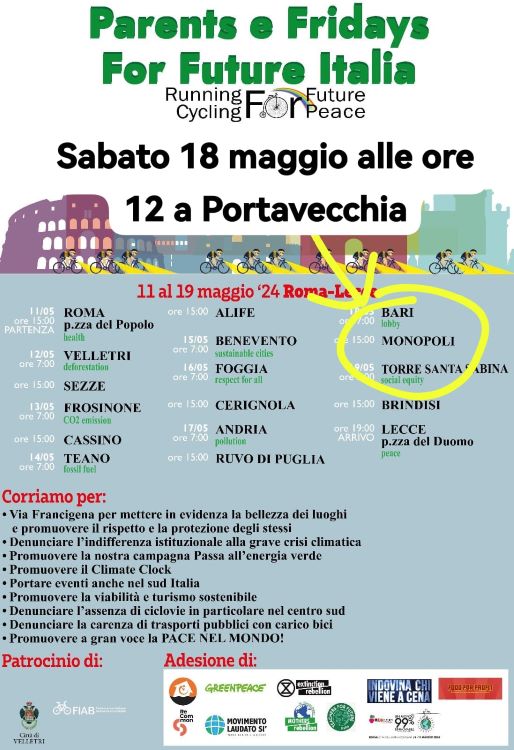 Monopoli, arrivo della tappa ciclistica Running For Future