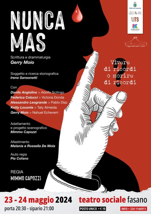 Fasano, “Nunca mas”, al Teatro Sociale uno psicodramma ambientato nell’Argentina dei desaparecidos