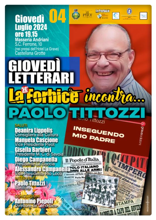 Castellana Grotte, incontro con Paolo Tittozzi e il suo romanzo “Inseguendo mio padre”