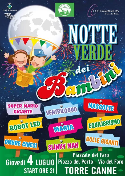 Fasano, A Torre Canne e Savelletri arriva la Notte Verde dei bambini