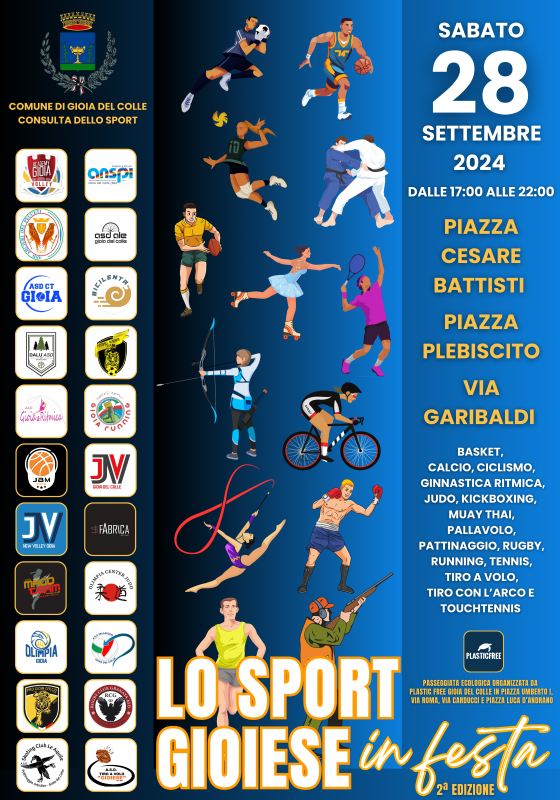 Gioia del Colle, ” Lo sport gioiese in festa” sabato 28 settembre la seconda edizione