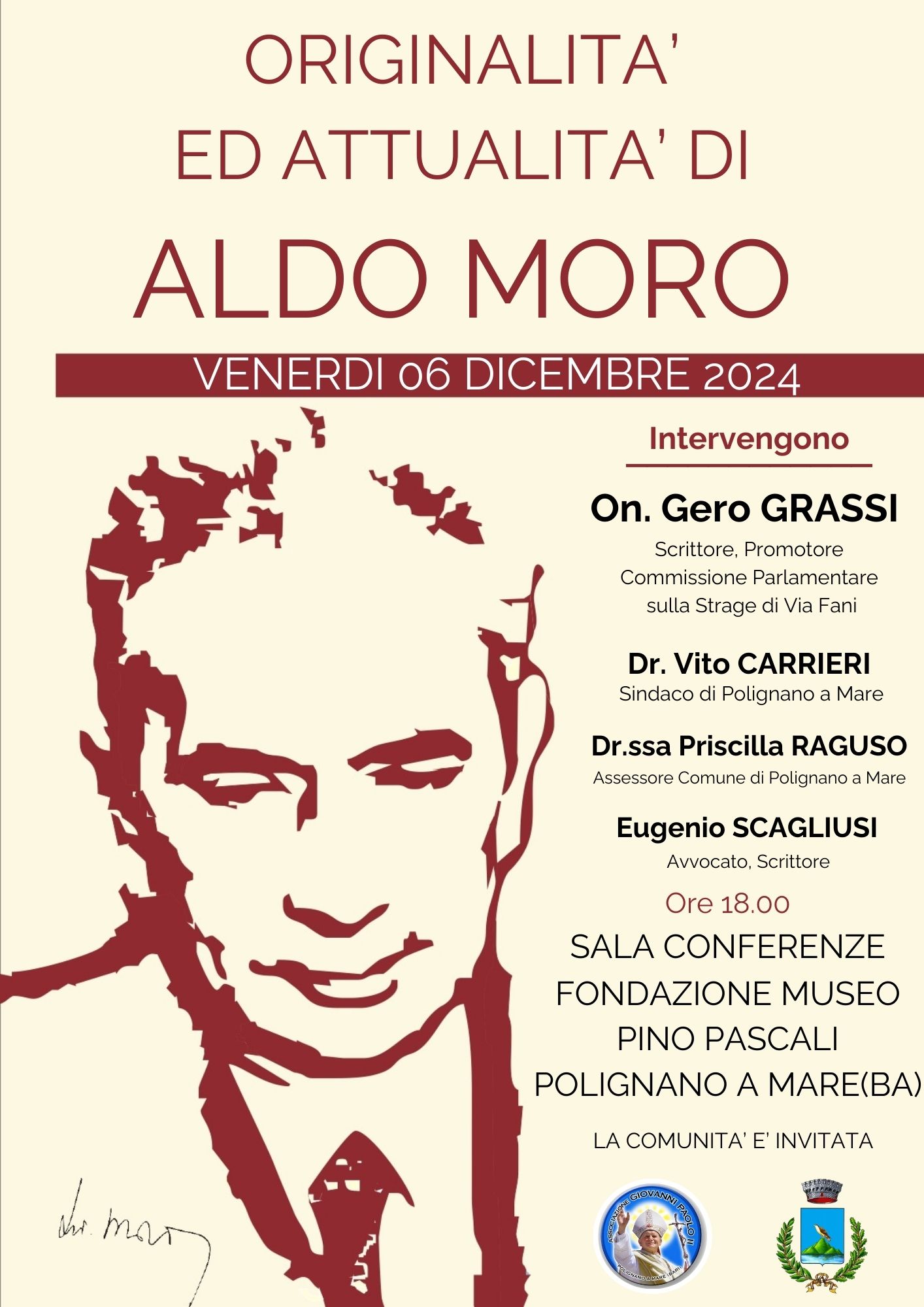 Polignano a Mare, “Originalità ed attualità di Aldo Moro”