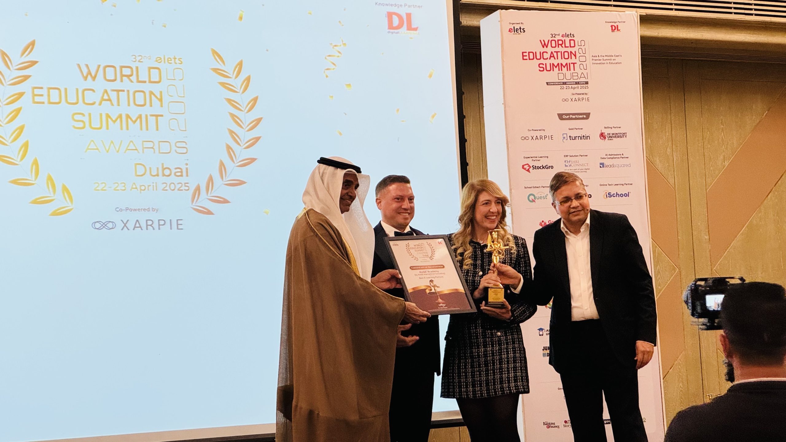 AUGE®Academy premiata come Best E-Learning Platform al World Education Summit di Dubai