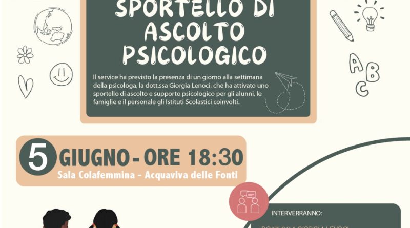 Acquaviva, presentazione dello Sportello psicologo