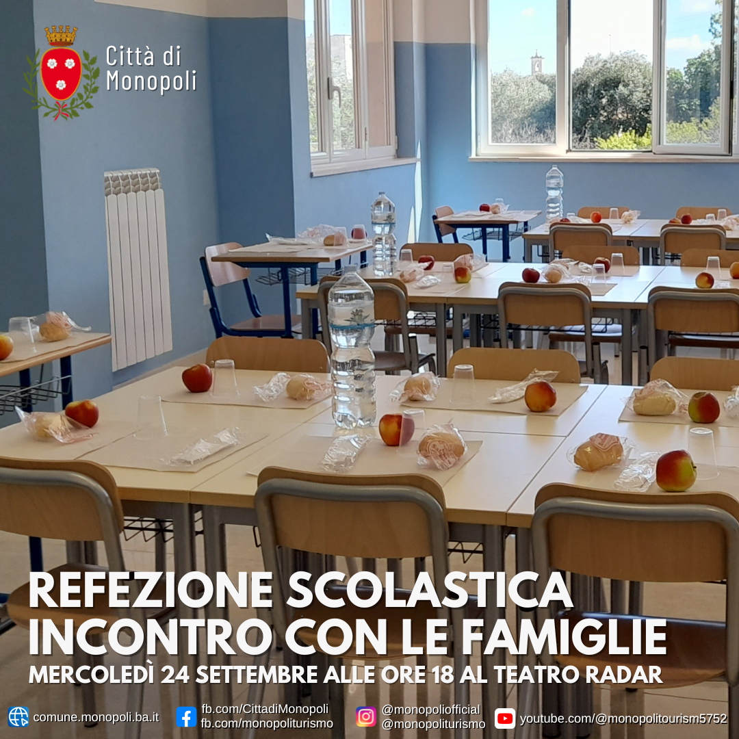 Monopoli, al Teatro Radar confronto sulle novità della refezione scolastica