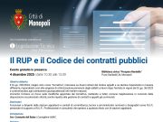 Monopoli, formazione su RUP e Codice dei contratti pubblici: incontro gratuito il 4 dicembre