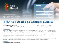 Monopoli, formazione su RUP e Codice dei contratti pubblici: incontro gratuito il 4 dicembre