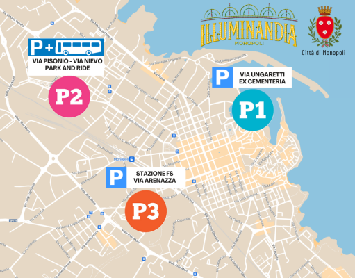 Natale a Monopoli, aree di sosta e Park & Ride straordinari per le festività